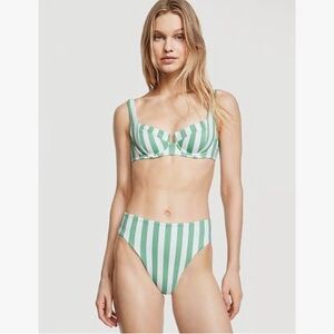 Victoria’s Secret green and white striped swim